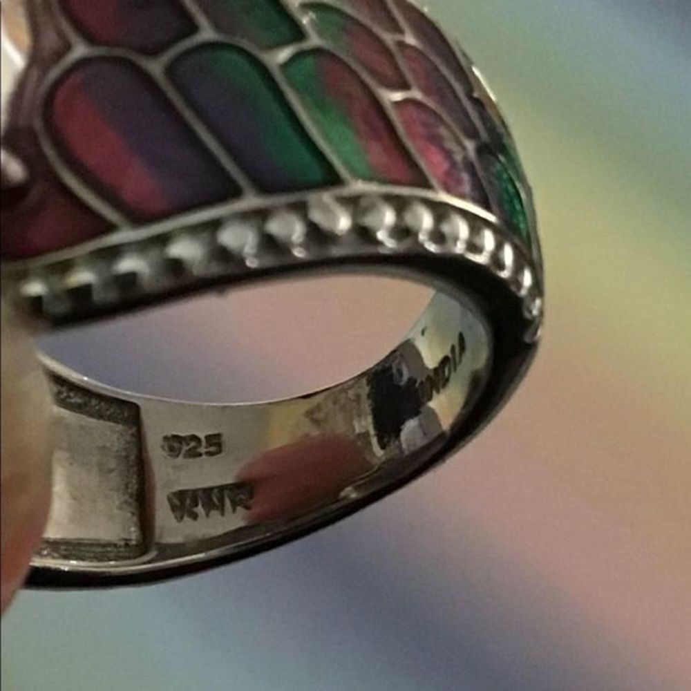 Sterling Silver‎ Mystic Topaz Ring with Italian Enamel - Picture 12 of 12